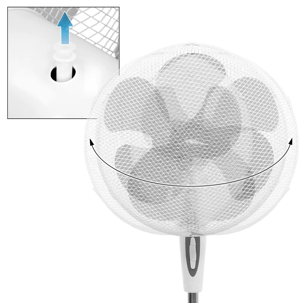 ECD Germany Standventilator 45W, Ø 40cm, Weiß/Grau - Leise, 3 Geschwindigkeitsstufen - Standfuß Höhenverstellbar 102-120 Cm - 90° Oszillazion 30° Neigbar - Ventilator Standlüfter Luftkühler Bödenventilator – Bild 5