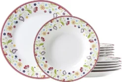 Flirt By R&B 17977 'Doppio Shanti' Tafelservice, Bunt/weiß, 12-teilig (1 Set)