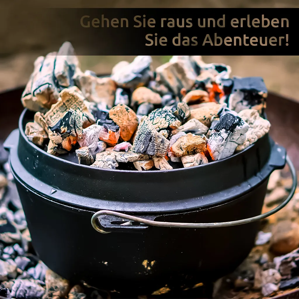 Dutch Oven 9L IRONO - Guseissen Topf - Dutch Oven Set - Feuertopf - 9 Liter - Mit Pfannendeckel, Transport- Und Schutztasche, Deckelheber Und Gebrauchsanweisung – Bild 5
