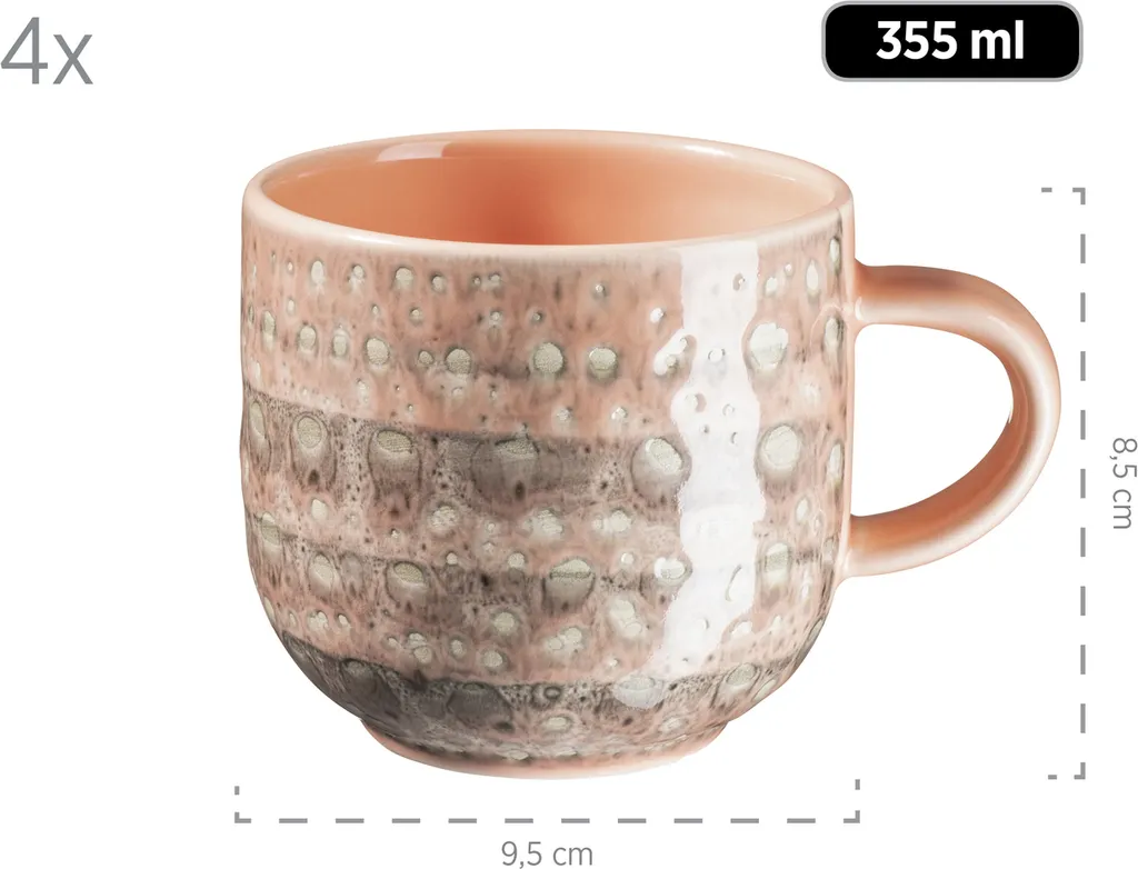 Mäser 931743 Kombiservice Spicy Market Für 4 Personen, Steingut, Rosa (1 Set, 16-teilig) – Bild 3