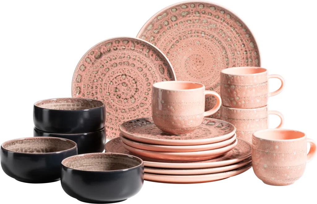 Mäser 931743 Kombiservice Spicy Market Für 4 Personen, Steingut, Rosa (1 Set, 16-teilig) – Bild 6