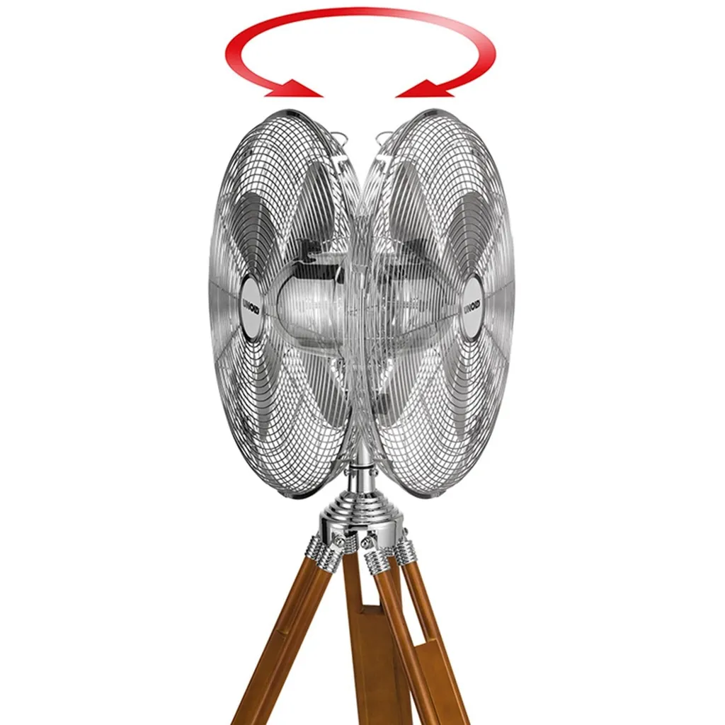 Unold KOLONIAL Design-Standventilator Aus Kiefernholz (Chrom- & Holzoptik, 50 Watt, Dreifuß, 3 Stufen, Oszillation) – Bild 2