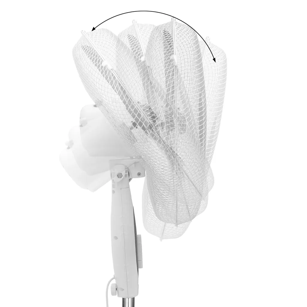 ECD Germany Standventilator 45W, Ø 40cm, Weiß/Grau - Leise, 3 Geschwindigkeitsstufen - Standfuß Höhenverstellbar 102-120 Cm - 90° Oszillazion 30° Neigbar - Ventilator Standlüfter Luftkühler Bödenventilator – Bild 6