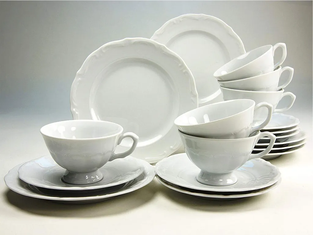 CreaTable 16028 Kaffeegarnitur Maria Theresia Für 1 Personen + Uni, Porzellan, Weiß (1 Set, 3-teilig) – Bild 4