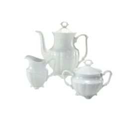 CreaTable 16028 Kaffeegarnitur Maria Theresia Für 1 Personen + Uni, Porzellan, Weiß (1 Set, 3-teilig)