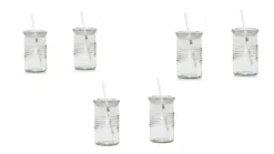 6 Stück Trinkgläser Mit Strohhalm Wiederverwendbar Glas Gläser