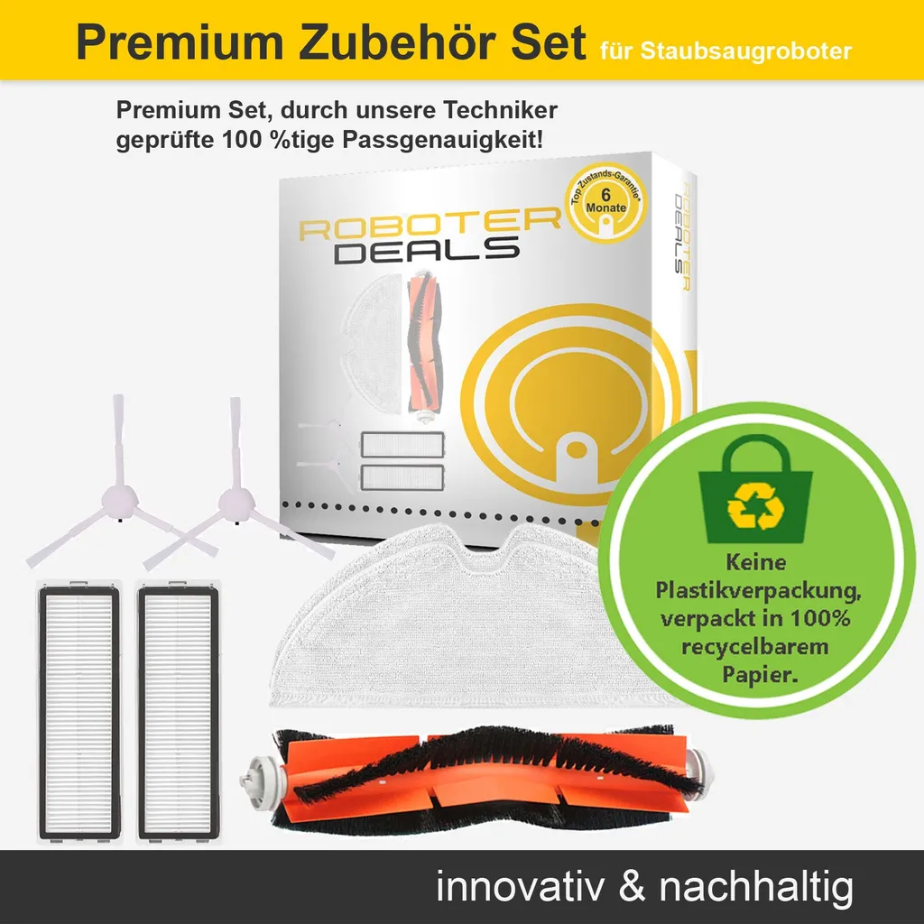 Zubehör Set (Ersatzteile) Für Dreame L10 Pro (1x Hauptbürste, 2x Filter, 2x Pad, 2x Seitenbürste) – Bild 5