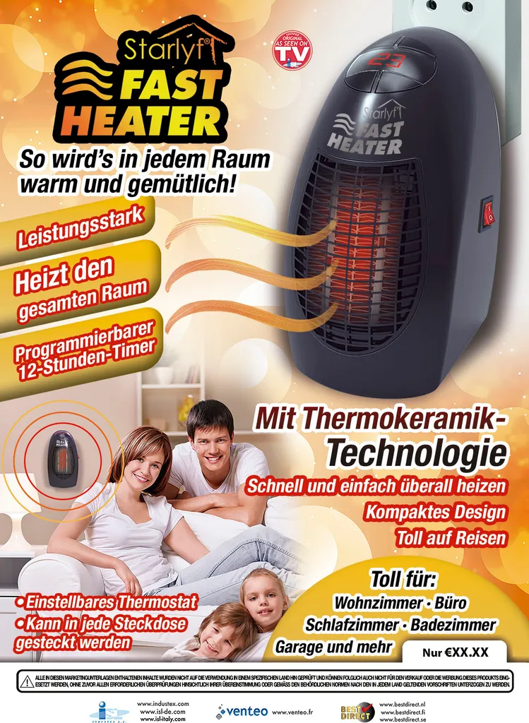 Starlyf® Fast Heater - 400W Tragbare Und Leistungsstarke Steckdosen-Mini-Heizung Schwarz - Original Aus Der TV-Werbung – Bild 12