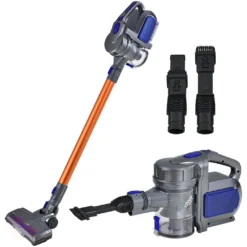 Juskys 2in1 Handstaubsauger & Akku Staubsauger - Beutellos & Kabellos – Bis 55 Min Laufzeit - Lithium-Ionen Akku, Wandhalterung & Ladestation – Blau