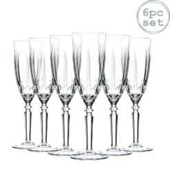 RCR Kristall Orchestra Cut Glas Champagner-Flöten-Gläser Set - 200ml - Packung Mit 6