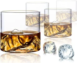 4 Stk/Set 200ml Mountain Whiskygläser Whiskey Glasses Set,für Scotch Und Whisky Liebhaber,Geschenk Für Männer, Vatertagsgeschenk