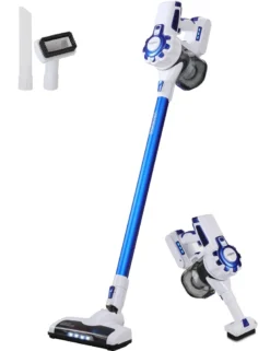 Monzana Akku Staubsauger 4 In 1 Kabelloser Handstaubsauger LED-Elektrobürste Beutellos Leise Starke Saugkraft Bis 40 Min, Farbe:weiß