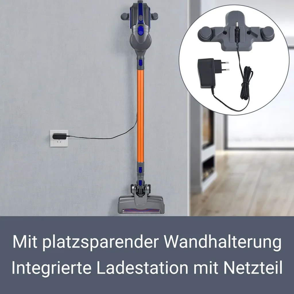 Juskys 2in1 Handstaubsauger & Akku Staubsauger - Beutellos & Kabellos – Bis 55 Min Laufzeit - Lithium-Ionen Akku, Wandhalterung & Ladestation – Blau – Bild 5
