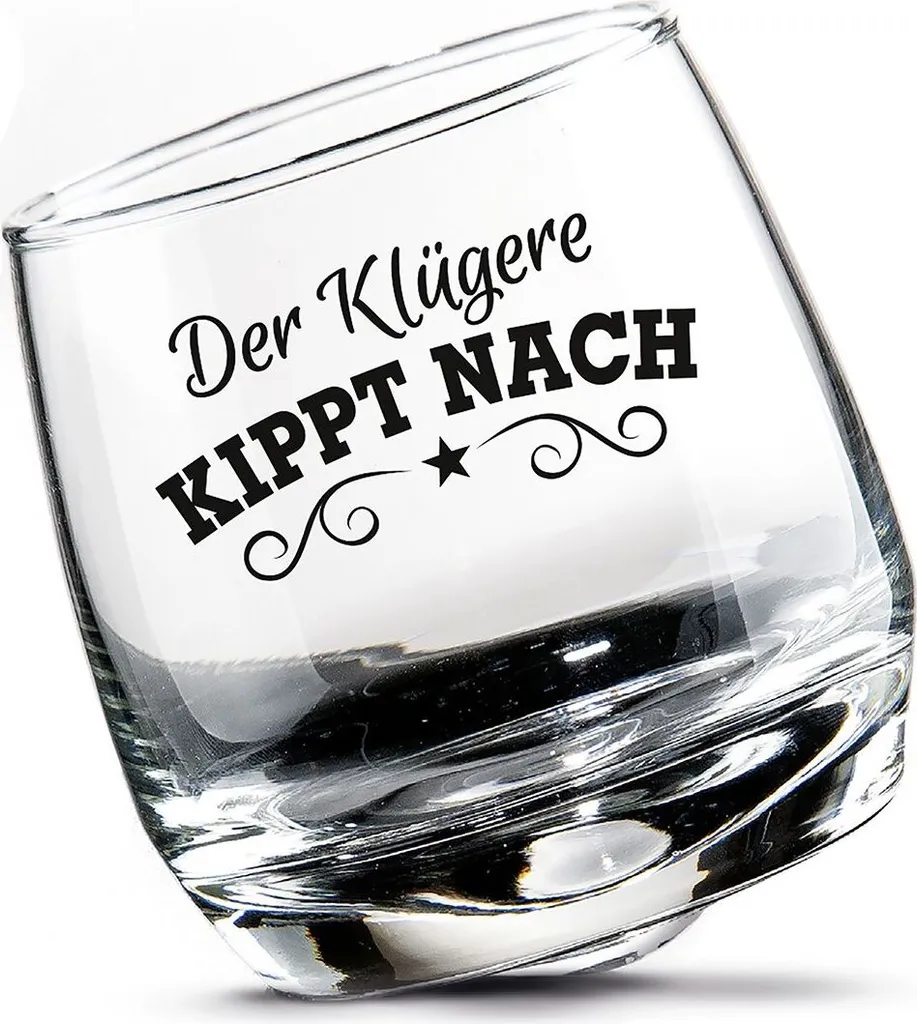 Gilde Wackelglas 2er-Set "Der Klügere Kippt Nach" Designgläser 27cl 8,8cm – Bild 2