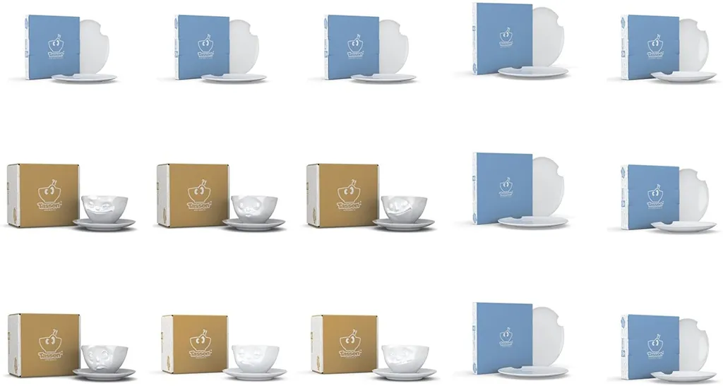 FIFTYEIGHT Kombi-Service 30-tlg. - Tassen + Teller (mit Biss) + Hochwertige Tischsets