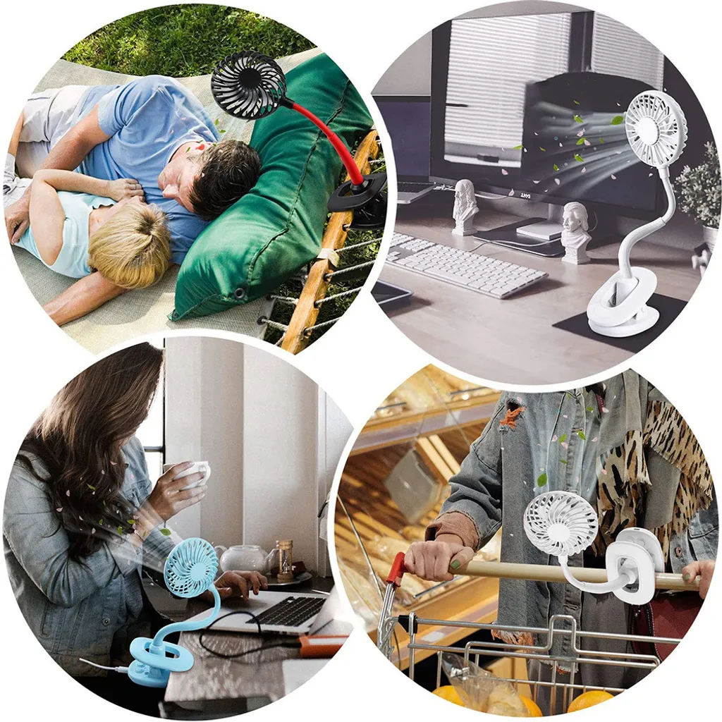 Klippbarer Ventilator Akku Leise USB Klemmbarer Tischventilator Schwenkbar 360° 3 Geschwindigkeiten Wiederaufladbar Schreibtisch Mini Auto Clip-Ventilator Fan – Bild 9