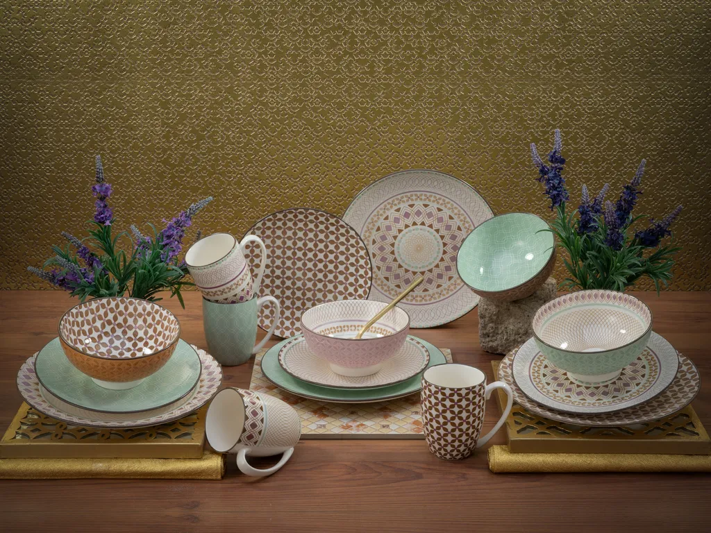 CreaTable 20310 Kombiservice Mandala Für 4 Personen, Steinzeug, Mehrfarbig (1 Set, 16-teilig) – Bild 3