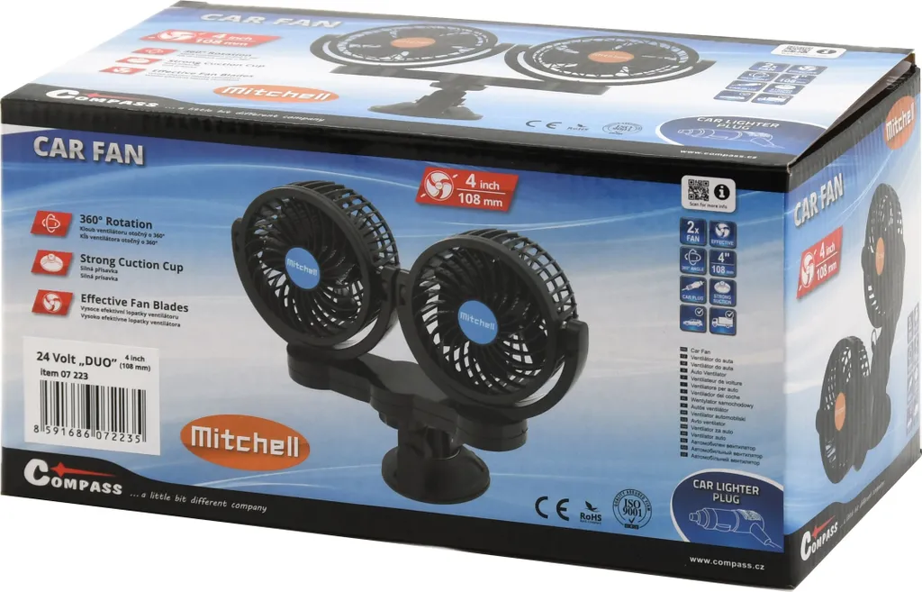 Compass 07222 - Ventilator Mitchell DUO 2x108mm 12V Mit Saugnapf – Bild 7