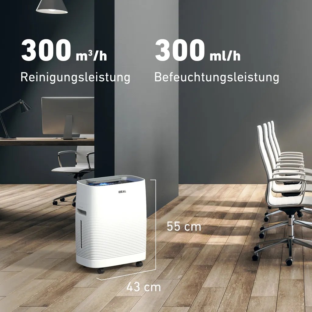 IDEAL (2in1) Luftreiniger Und Luftbefeuchter AP35H Mit HEPA Filter Und Geruchsfilter Für Saubere Und Optimal Befeuchtete Raumluft Bis 45m² Gegen Feinstaub, Pollen, Allergene, Bakterien - Für Zuhause – Bild 5