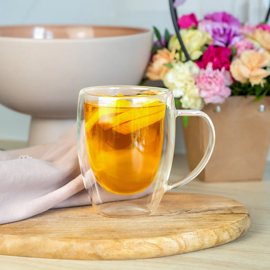 Wessper Doppelwandig Kaffeegläser Mit Henkel, 6 Stück X 350 Ml, Großes Hitzebeständiges Doppelwandglas, Thermogläser, Kaffeegläser Temperaturbeständig Mokkatassen, Teegläser, Latte Machiatto Gläser – Bild 2