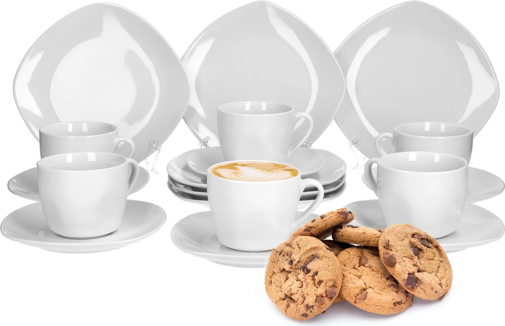 Kaffeeservice Lilli 36tlg. Porzellan Weiß Für 12 Personen
