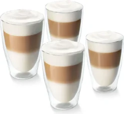 Tchibo 4er Latte Macchiato Gläser, Doppelwandig, Modernes Design, Heiß Und Kalt