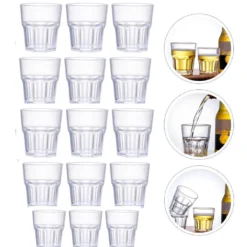 15er 170ml Whiskytasse Set Weinverkoster Bierbecher Bar Klar Acryl-Whisky-Tassen Whiskyglas