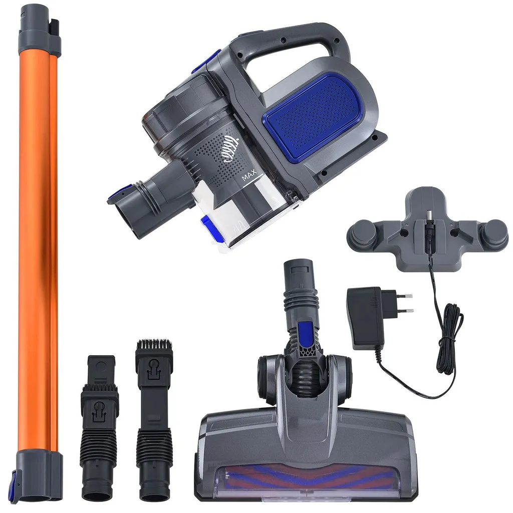 Juskys 2in1 Handstaubsauger & Akku Staubsauger - Beutellos & Kabellos – Bis 55 Min Laufzeit - Lithium-Ionen Akku, Wandhalterung & Ladestation – Blau – Bild 9