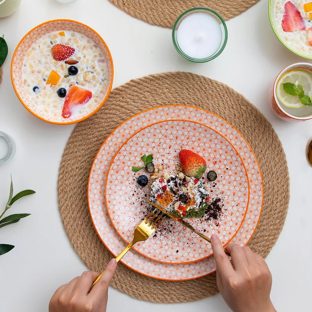 Vancasso Natsuki 16-teilig Porzellan Kombiservice, Mit Je 4 Speiseteller Ø 27 Cm, Dessertteller Ø 21,5 Cm, Müslischalen Ø 15,2 Cm Und Kaffeebecher 380 Ml – Bild 4