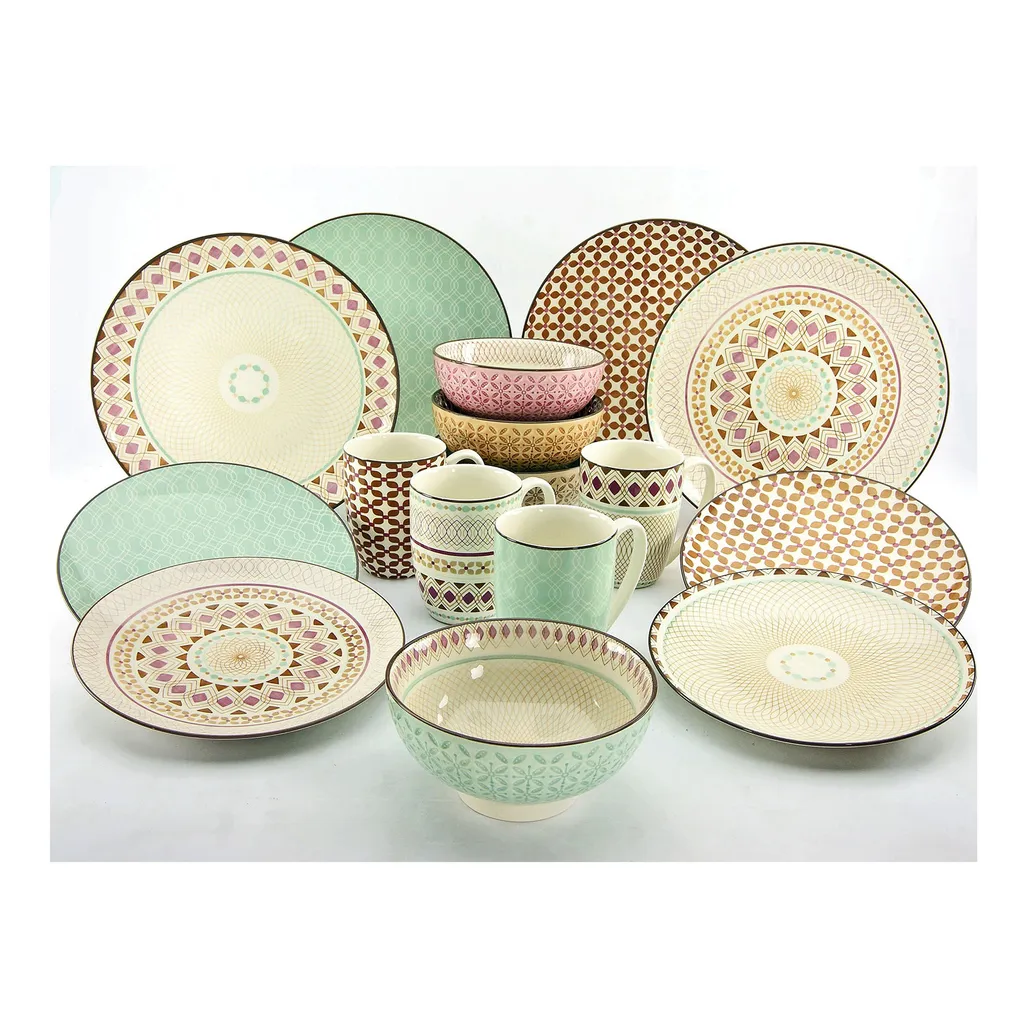 CreaTable 20310 Kombiservice Mandala Für 4 Personen, Steinzeug, Mehrfarbig (1 Set, 16-teilig) – Bild 5