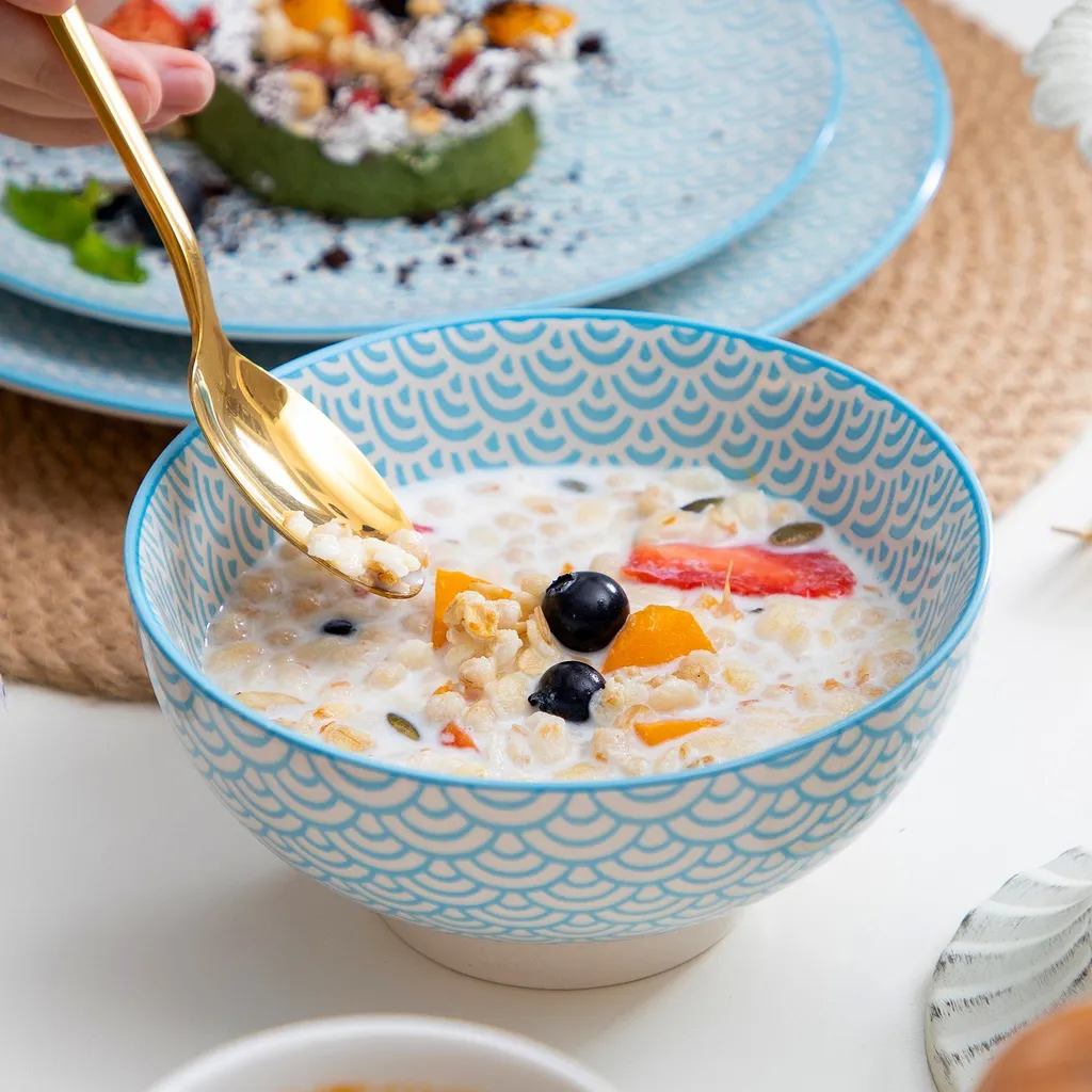 Vancasso Natsuki 16-teilig Porzellan Kombiservice, Mit Je 4 Speiseteller Ø 27 Cm, Dessertteller Ø 21,5 Cm, Müslischalen Ø 15,2 Cm Und Kaffeebecher 380 Ml – Bild 5