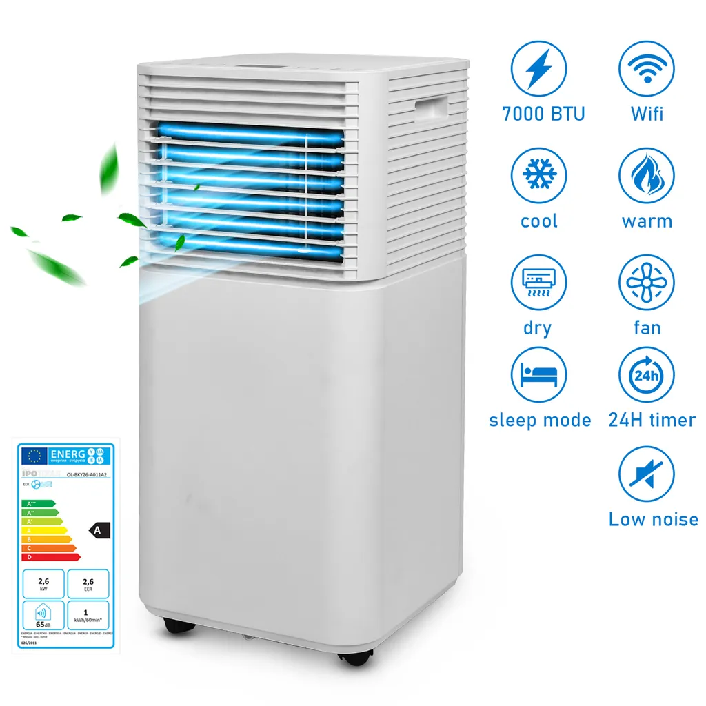 EINFEBEN Mobile Klimagerät Klimaanlagen 7000 BTU Klimaanlage Eco R290, 5in1 WiFi Mobil Und Leise Mit Abluftschlauch & Fernbedienung, Kuehler & Entfeuchter Für Raeume Bis 65 M³, Mobile Kuehlung Für Wohnung Und Büro – Bild 6