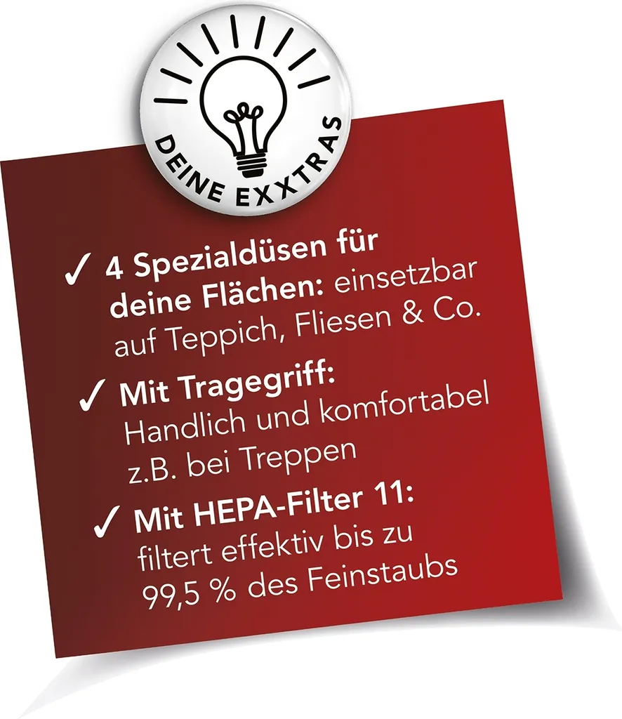 MAXXMEE Zyklon-Staubsauger - 4 Spezialdüsen - Schwarz/blau Staubsauger Beutellos Zyklon Bodenstaubsauger Filter Teppich Boden HEPA-Filter – Bild 6