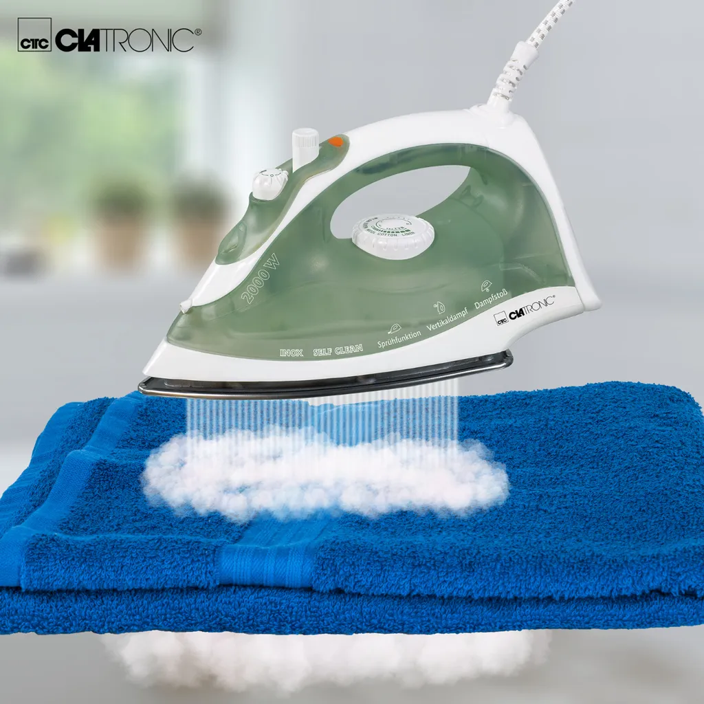 Clatronic DB3105 Dampfbügeleisen Edelstahlsohle Weiss-grün 2000W – Bild 4