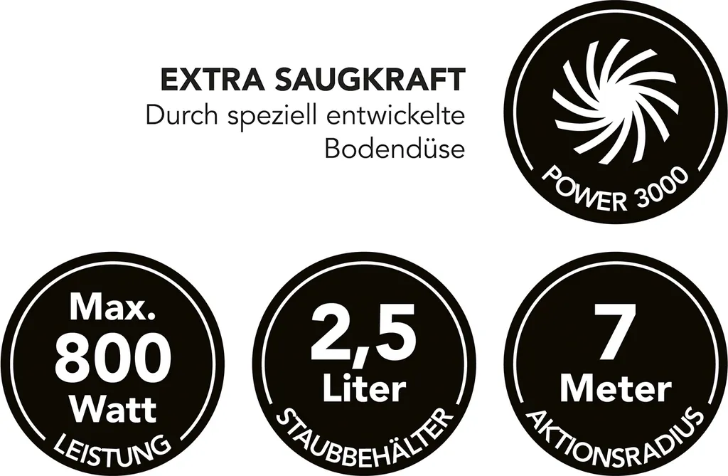 MAXXMEE Zyklon-Staubsauger - 4 Spezialdüsen - Schwarz/blau Staubsauger Beutellos Zyklon Bodenstaubsauger Filter Teppich Boden HEPA-Filter – Bild 7