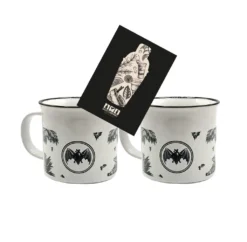 Bacardi 2er Set Tasse Becher Glas Weiß Mit Griff Und Schwarzem Druck