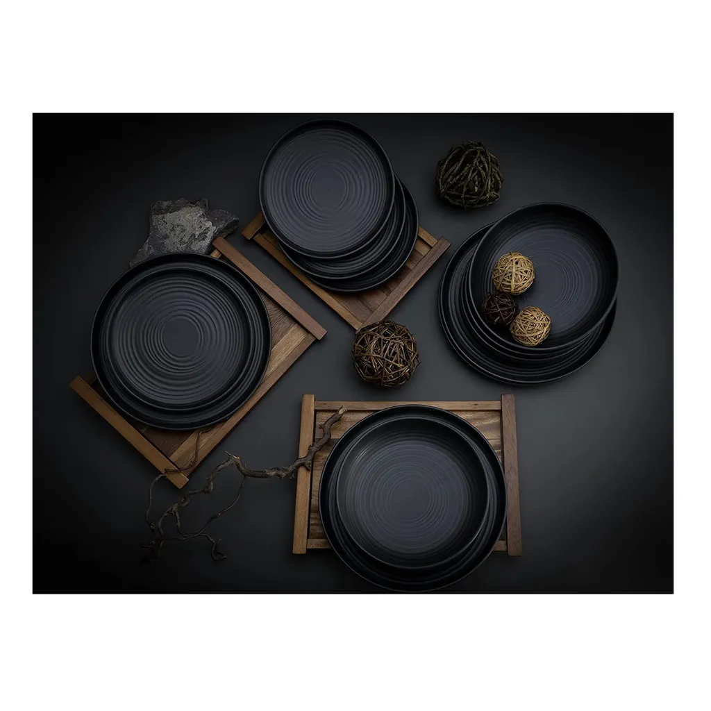 CreaTable 23861 Tafelservice Uno Für 4 Personen, Steinzeug, Schwarz (1 Set, 12-teilig) – Bild 6