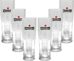 Heineken Bier 0,25 Glas Gläser Set - 6x Gläser 0,25 GEEICHT Bierglas Ellipse