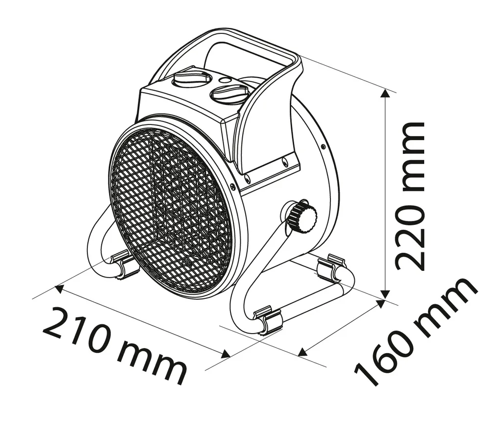 NEO TOOLS Keramischer Elektroheizer PTC, 2kW, Mit Thermostat Und Leistungsschalter, Mit Gebläse, Geräuscharm, Niedriger Energieverbrauch, Einstellbarer Winkel, Luftstrom 197 M3/h – Bild 6