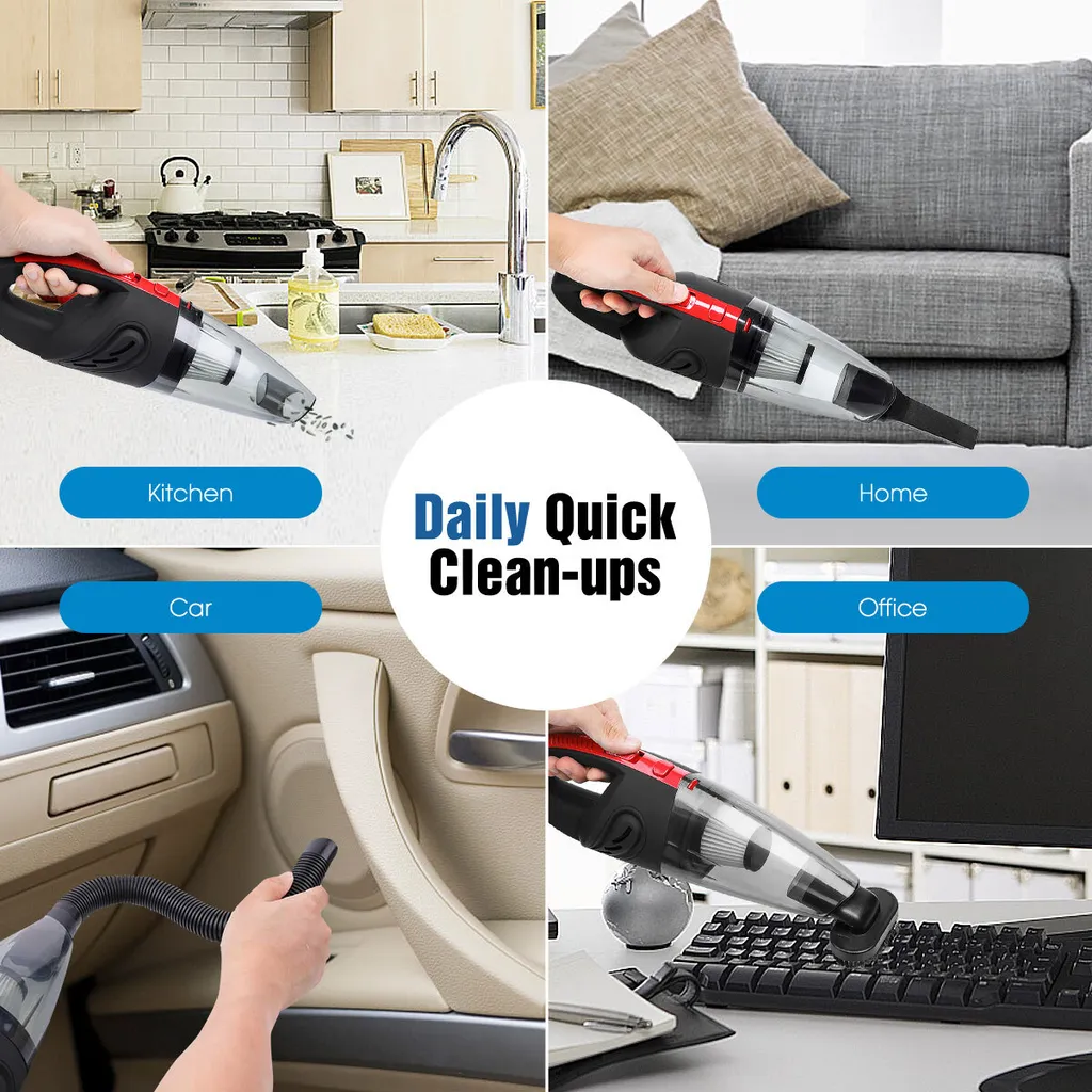 9000Pa Handstaubsauger Staubsauger Kabellos Akku Autosauger Nass/Trocken Funktion 120W Für Haus Und Auto - Rot – Bild 2