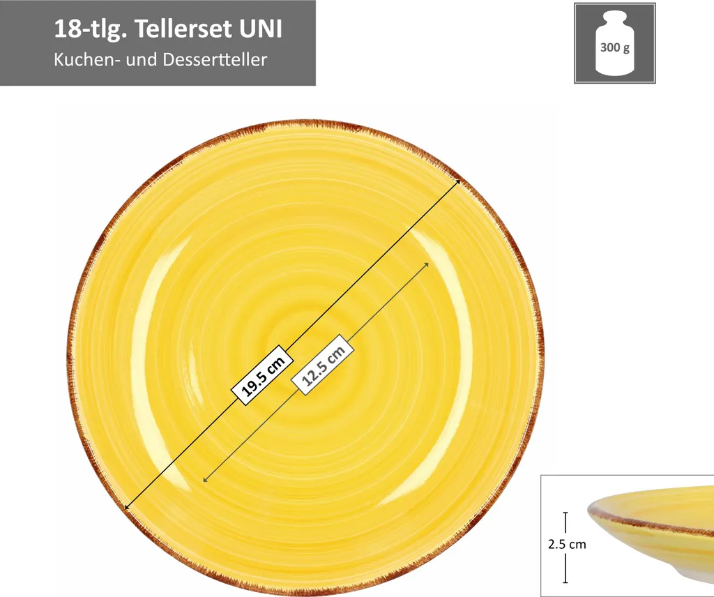 Service 18tlg. Tellerset Uni Bunt, Für 6 Personen In Unterschiedlichen Farben – Bild 5